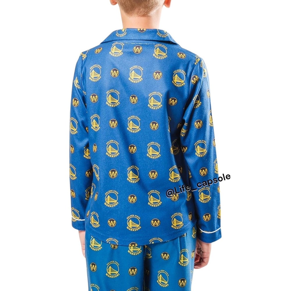 Size 10 (M) 2 Pcs Golden State Warriors Pajamas Set Curry Medium Boys PJs NBA - Picture 2 of 3